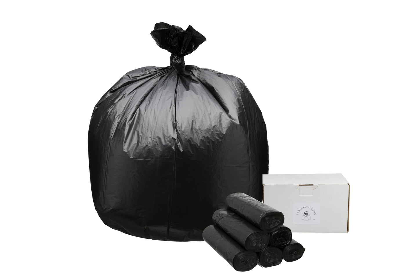 Top Knot Bags 45 Gallon Garbage Trash Bag 40X48" Black 150 Count Can Liner Bulk 40 Gallon 41 Gallon 42 Gallon 44 Gallon Made in USA
