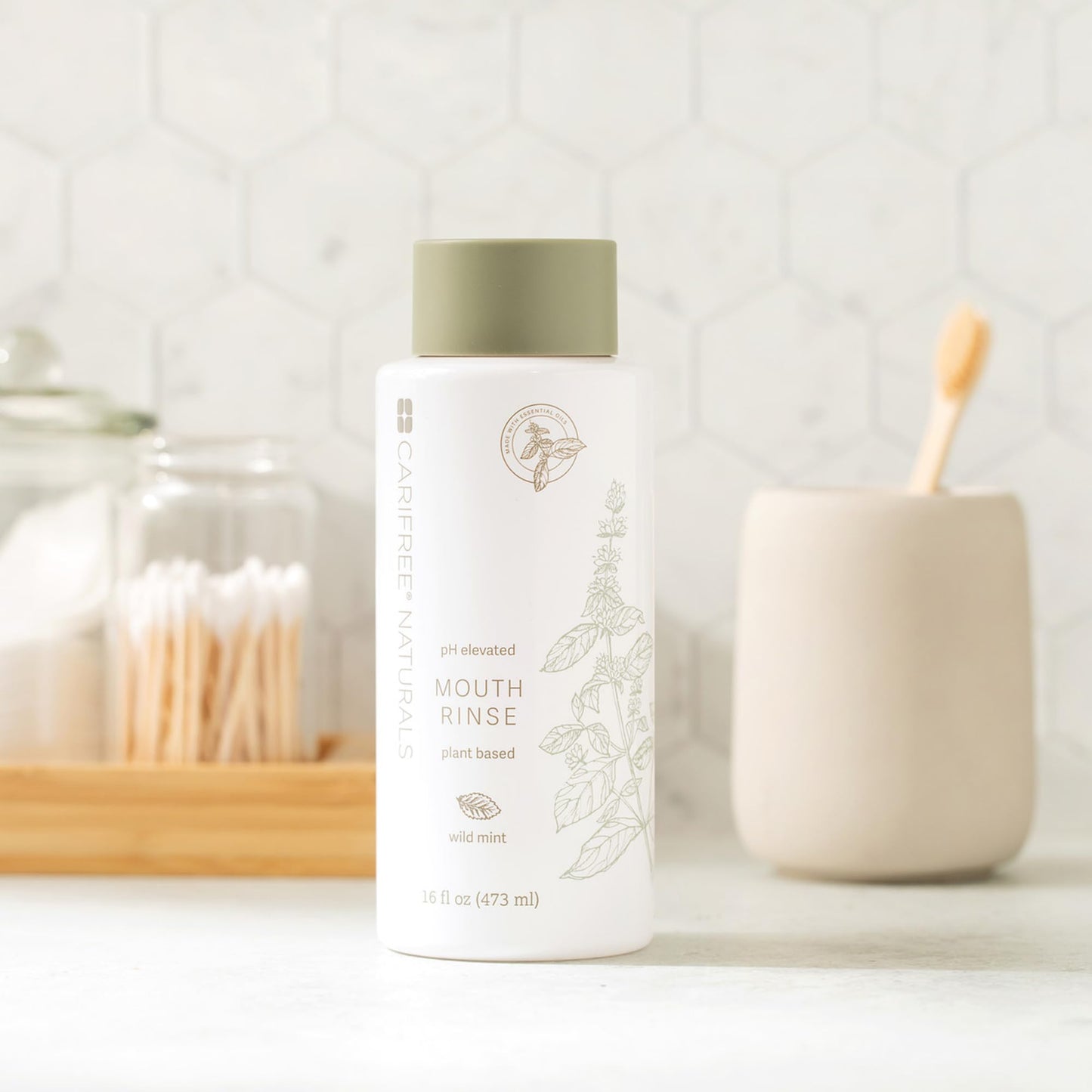 CariFree Naturals Mouth Rinse | pH Elevated, Fluoride-Free, with Magnolia Bark & Essential Oils, Organic Ingredients, Alcohol-Free, Dentist Recommended, Made in The USA, Wild Mint Flavor, 16 fl oz