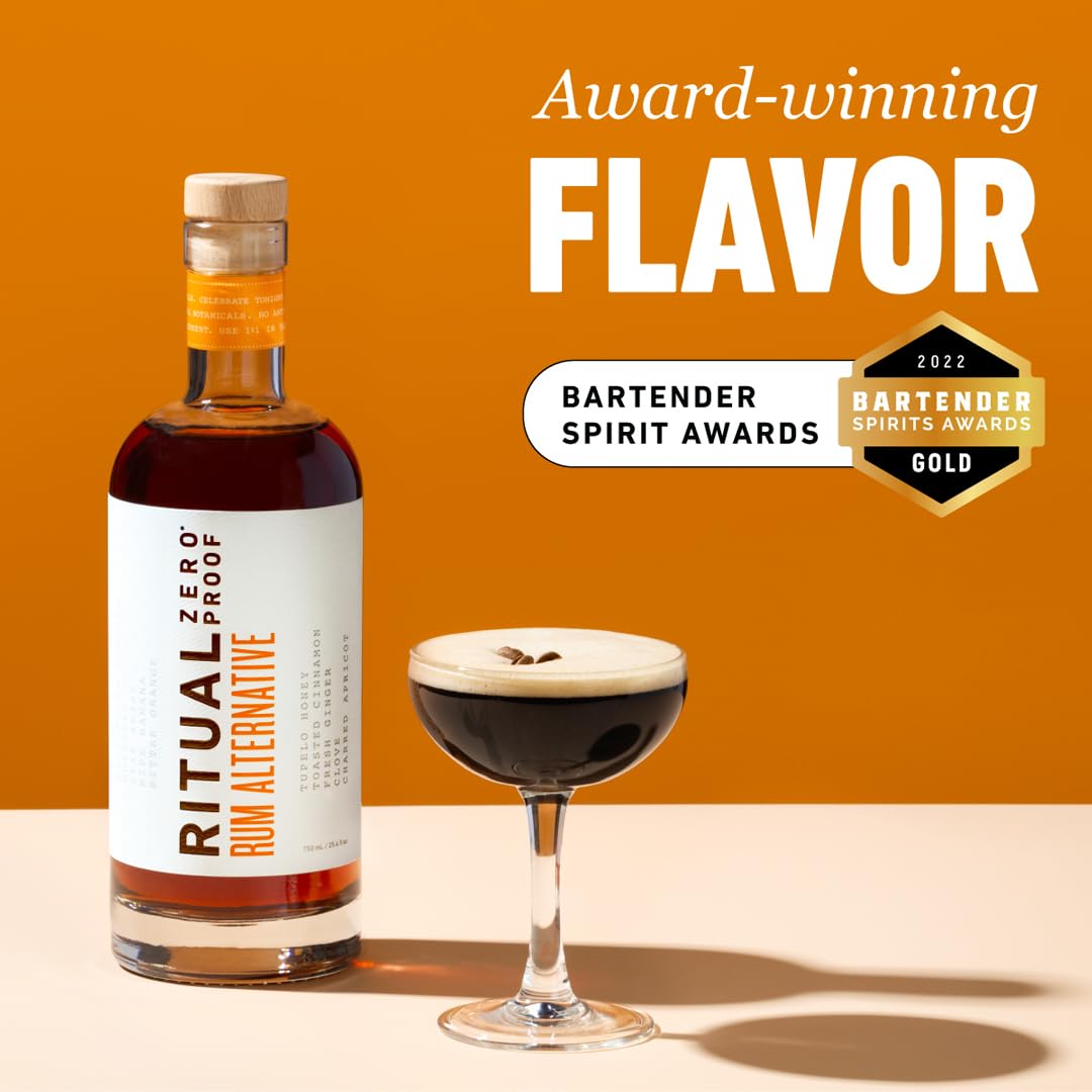 RITUAL ZERO PROOF Rum Alternative | Award-Winning Non-Alcoholic Spirit | 25.4 Fl Oz (750ml) | Only 5 Calories | Sustainably Made in USA | Make Alcohol Free Cocktails