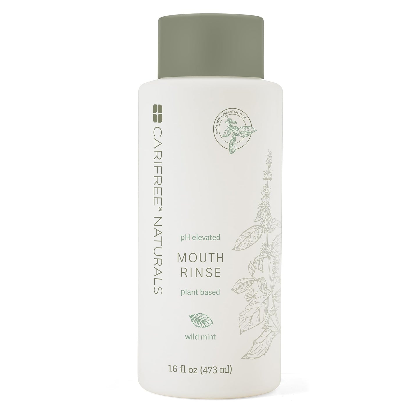 CariFree Naturals Mouth Rinse | pH Elevated, Fluoride-Free, with Magnolia Bark & Essential Oils, Organic Ingredients, Alcohol-Free, Dentist Recommended, Made in The USA, Wild Mint Flavor, 16 fl oz