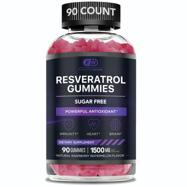EFFECTIVE NUTRA Resveratrol Gummies 1500mg | Sugar-Free Supplement for Antioxidant Support, Immunity, Heart Health, and Brain Function | 45-Day Supply, Natural Berry Flavor, Made in USA (90 Count)