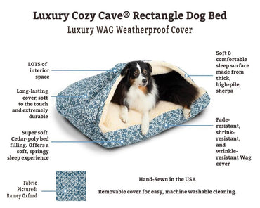 Snoozer Pet Products Luxury Rectangle Cozy Cave, Wag Collection, Small, Pedigree Storm