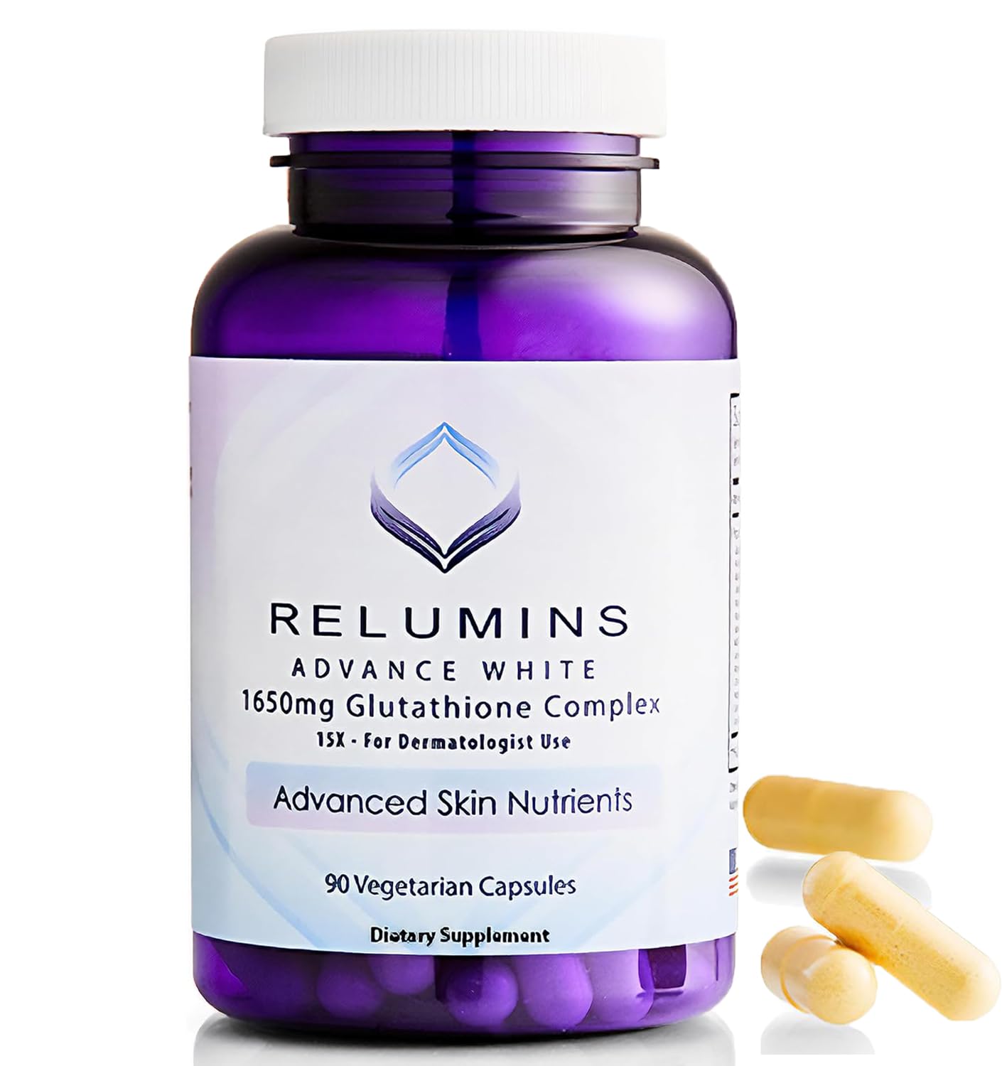 Relumins L-Glutathione Complex 1650mg - Antioxidant Support with Alpha Lipoic Acid, NAC, L-Methionine, Vitamin E - Halal & cGMP Certified, Skin Health Supplement - 90 Vegetarian Capsules