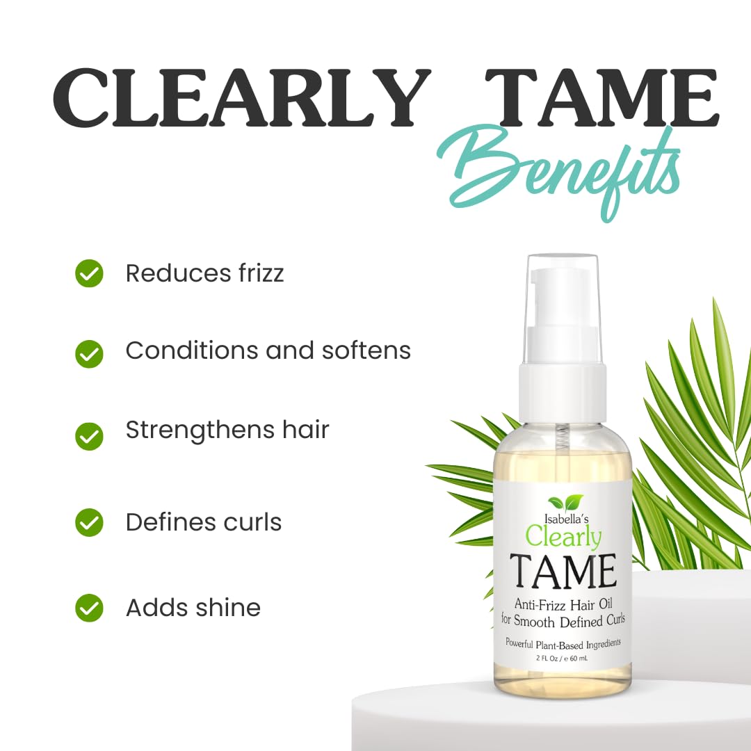 TAME Anti Frizz Smoothing Hair Styling Oil | Sulfate Free Leave In Hair Serum to Control Frizz, Add Shine for Curly, Frizzy, Dry Hair for Adults + Kids | Natural Hair Product Made in USA