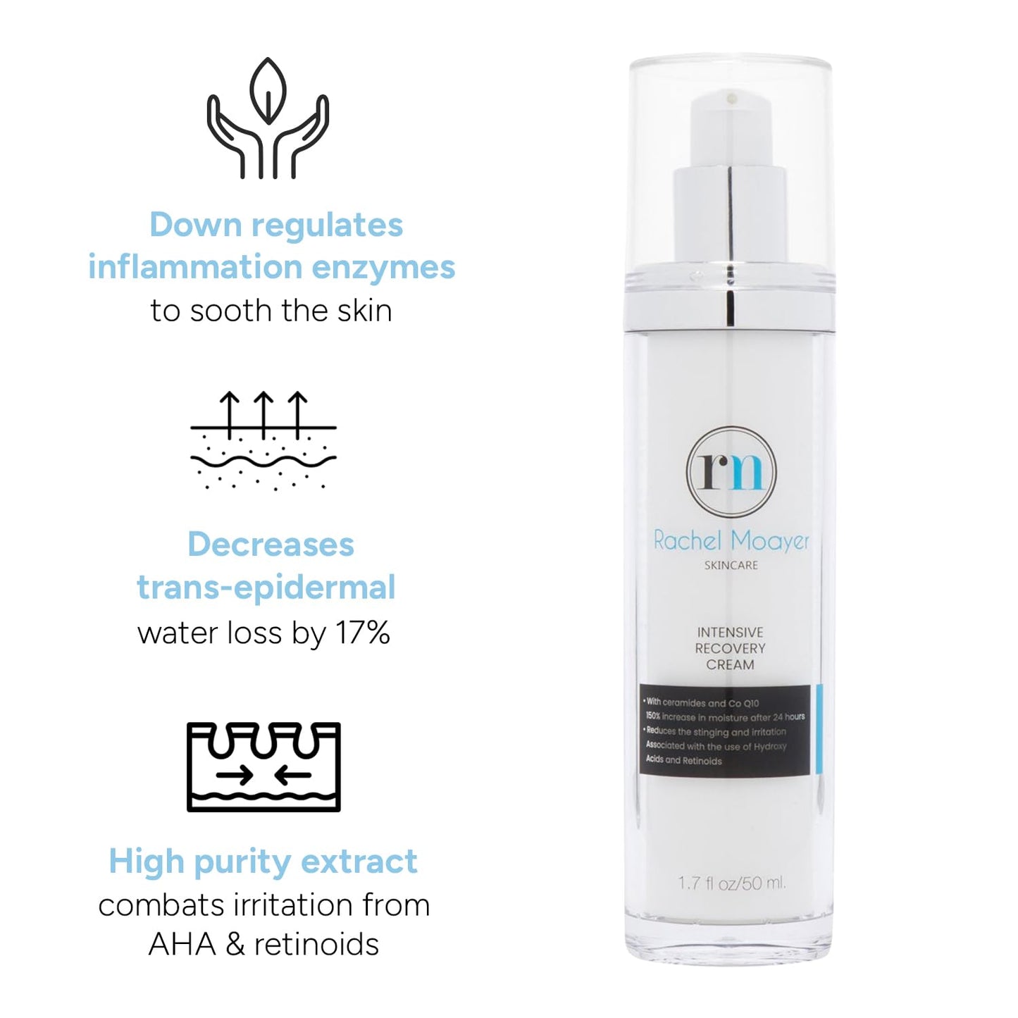 Rachel Moayer Intensive Recovery Cream, Ultra Hydrating Face Cream for Sensitive Skin, Reduces Redness & Irritation from AHAs and Retinoids, Barrier Repair Moisturizer For All Skin Types - 6.7 oz