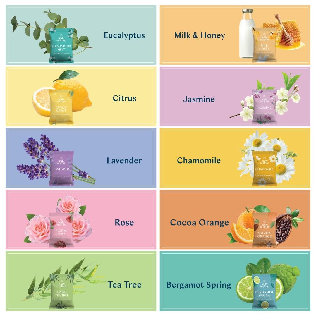 Body Restore Shower Steamers Aromatherapy 30 Pack - Birthday Gifts for Women, Men, Travel Essentials, Stress Relief, Relaxation, Self Care, Bath Bombs - Collector’s Box