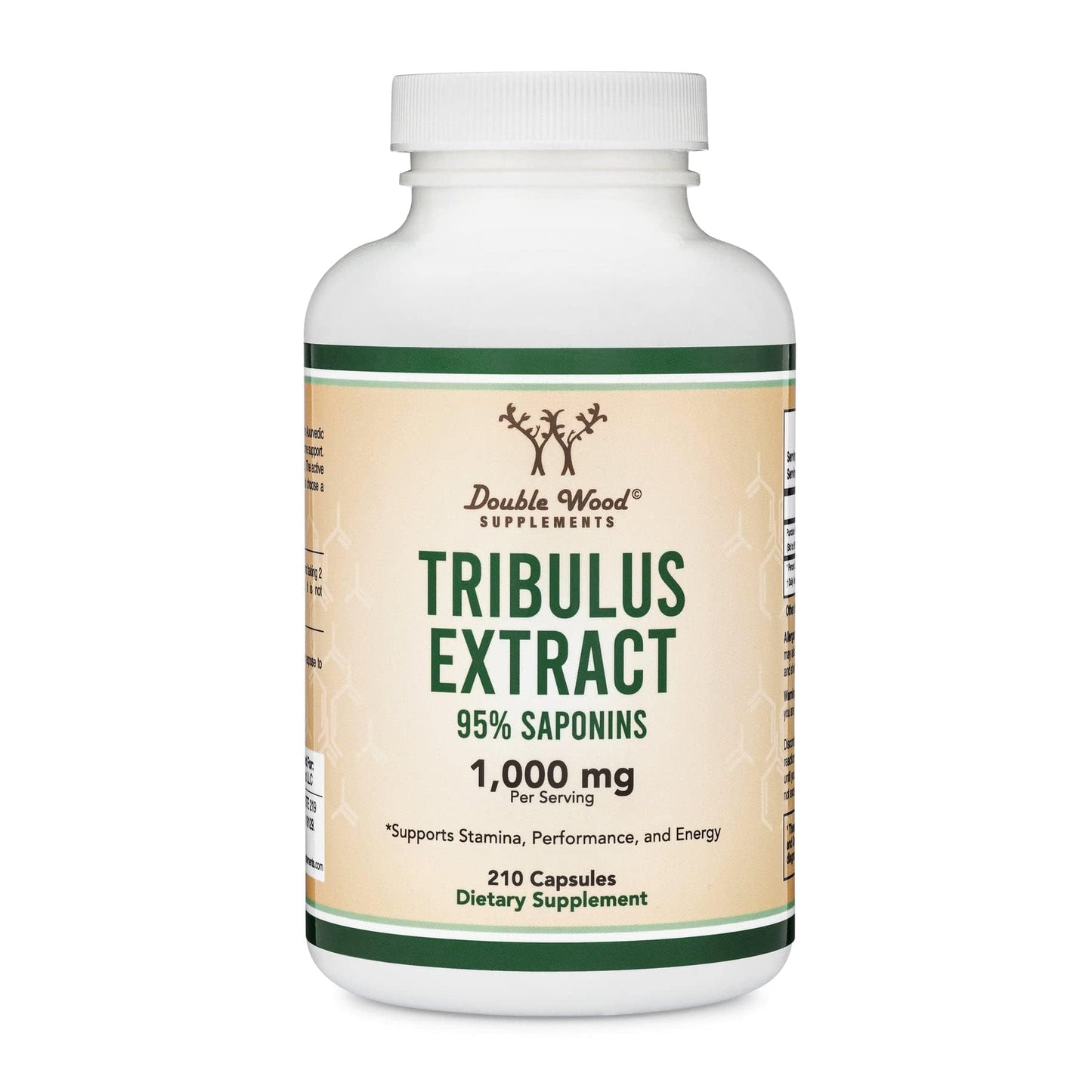 Tribulus Terrestris for Men (Purest 95% Saponin Content) 210 Capsules, 1,000mg Concentrated Fruit Extract (Third Party Tested, Vegan Safe, Non-GMO) for Stamina and Energy by Double Wood