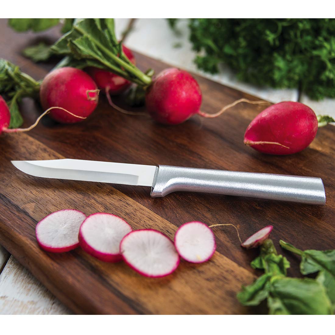 Rada Cutlery Regular Paring Knife (R101), 3.25" Stainless Steel Hollow Ground Blade, Made in USA, Made in USA, Silver Handle