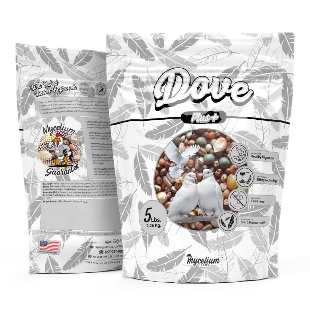 Mycelium Dove Plus Wild Bird Food (5 LB Bag) | Premium Bird Seed Mix for Doves, Pigeons & Ground-Feeding Birds | Supports Healthy Digestion | Organic, Non-GMO & Made in USA