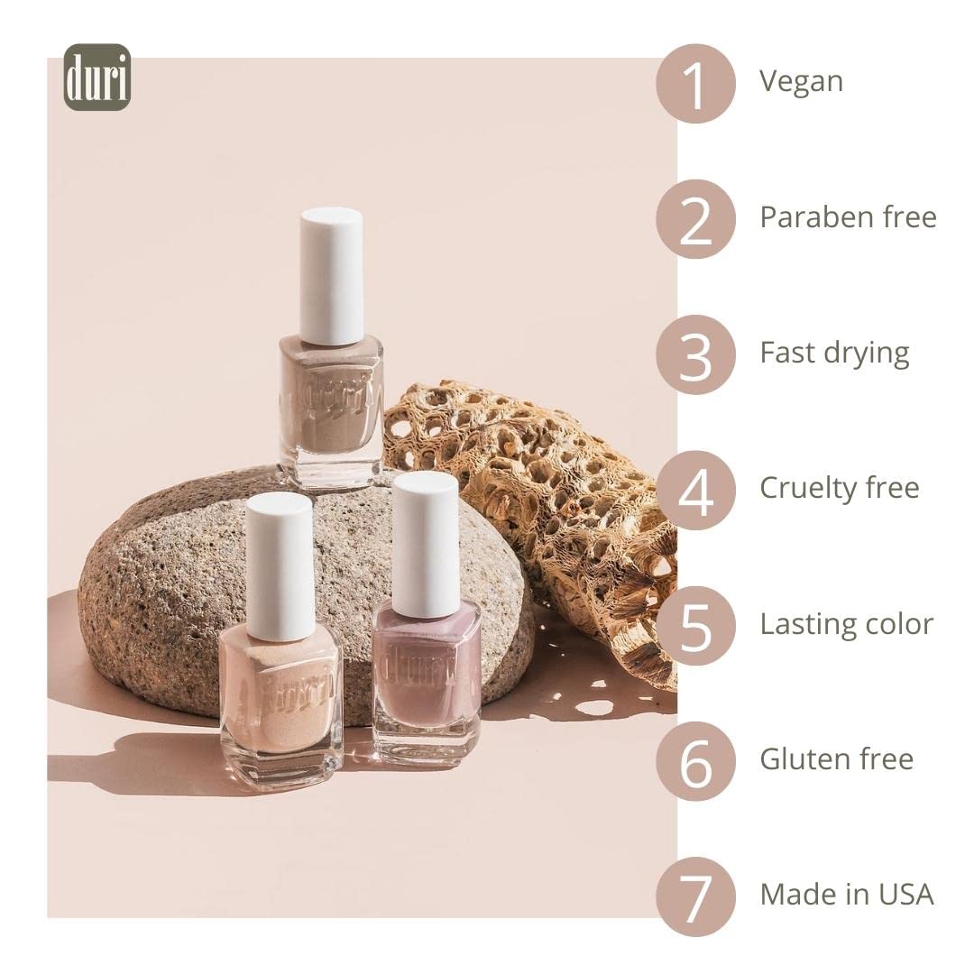 duri Nail Polish, 340 Forever Beautiful, Pale Pink Color, Soft Pastel, Neutral Shade with Sheer Finish for French Manicure, Wedding, Everyday Wear, 0.45 Fl Oz