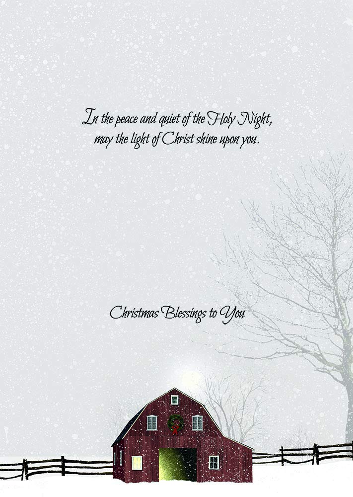 Performing Arts Winter Barn Christmas Cards Boxed Set - Pack of 16 Rustic Winter Farmhouse Holiday Greeting Cards with Envelopes - Soft Touch Velvet Finish and Vintage Snow Scene - Made in USA