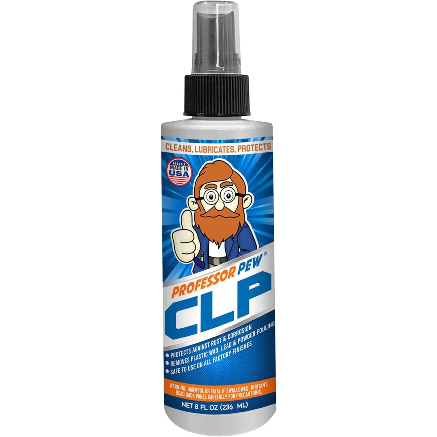 BRAVOBELT Professor Pew CLP - Gun Oil and Cleaner | Gun Rust Remover | Degreaser for pistols, rifles, tools, and shotguns - 8 oz bottle