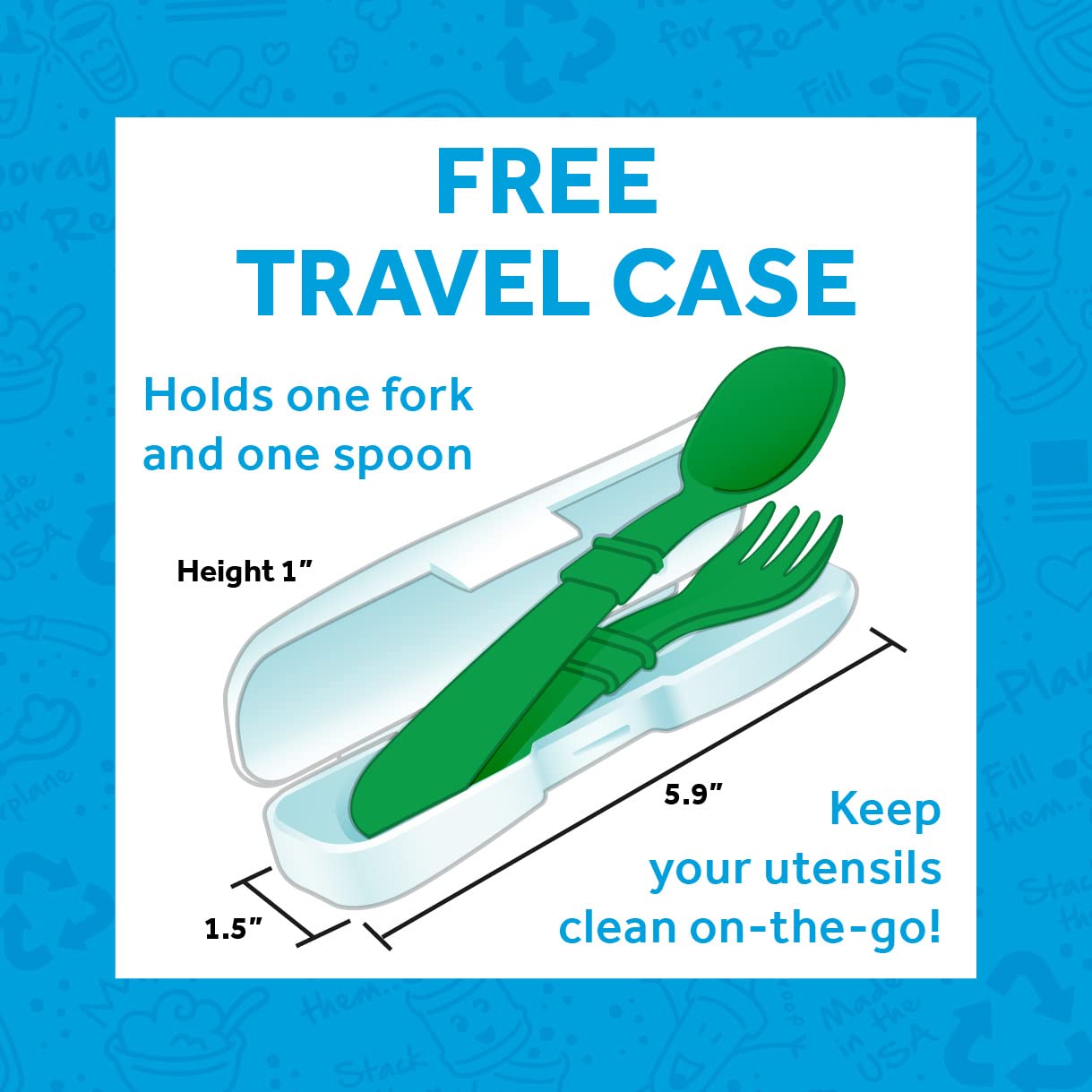 Re-Play Toddler Forks and Spoons Set - 4x4 Toddler Utensils Set - Dishwasher and Microwave Safe - Made in USA - Set of 8-5.8" x 1.2" x 0.2" - Aqua Asst