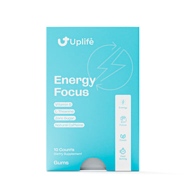 Uplife Energy + Focus Gum 50 Pieces – 40mg Caffeine + 80mg L-Theanine – Sugar-Free Nootropic Gum with B3 & B12 – Mint Flavor – Natural Caffeine for Energy & Focus – Coffee Alternative