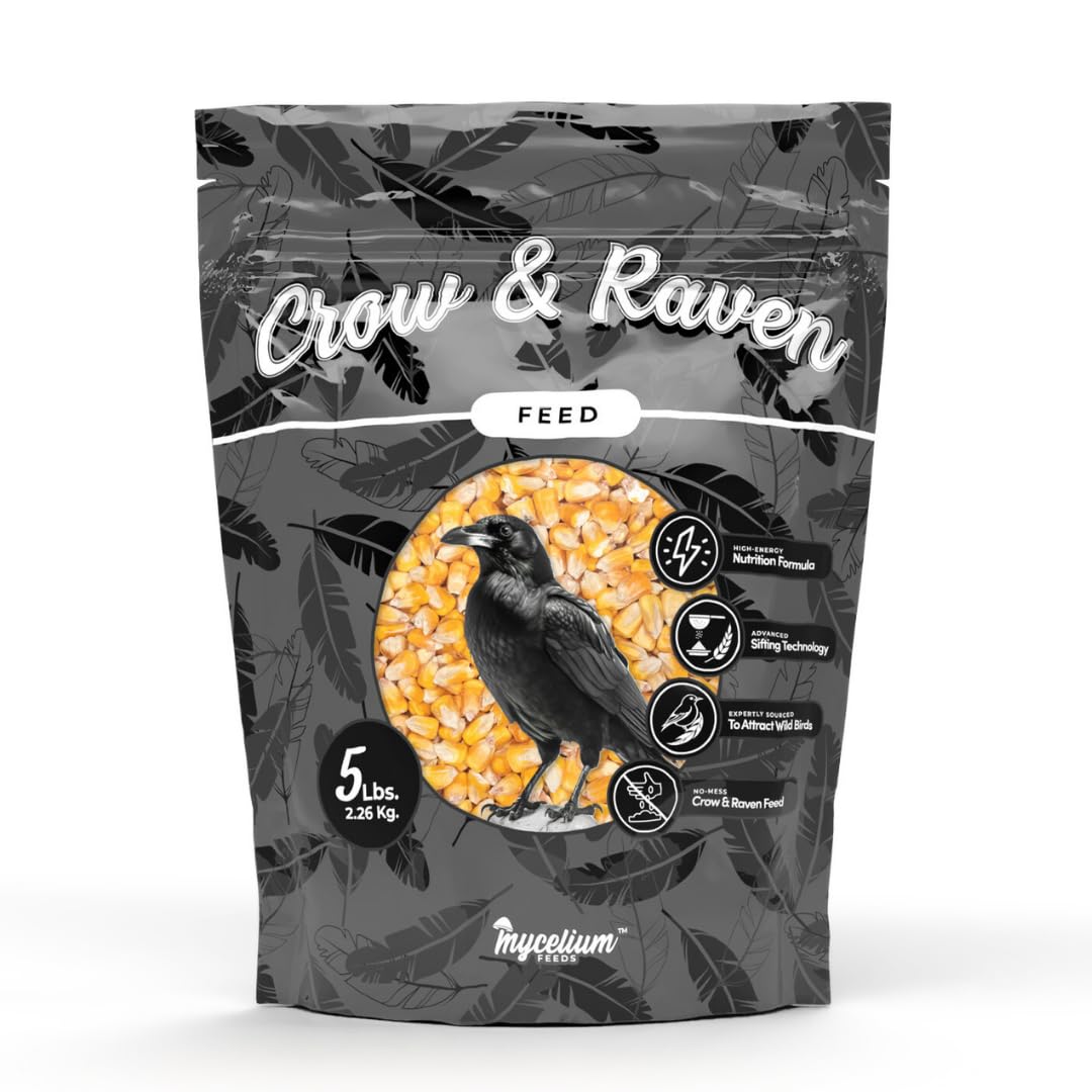 Mycelium Premium Whole Corn – 5LB Organic Non-GMO Bird Food for Crows, Ravens, Ducks, Geese, and Wild Birds – High-Energy No-Mess Corn Feed for Ground Feeding and Platform Feeders – USA Grown