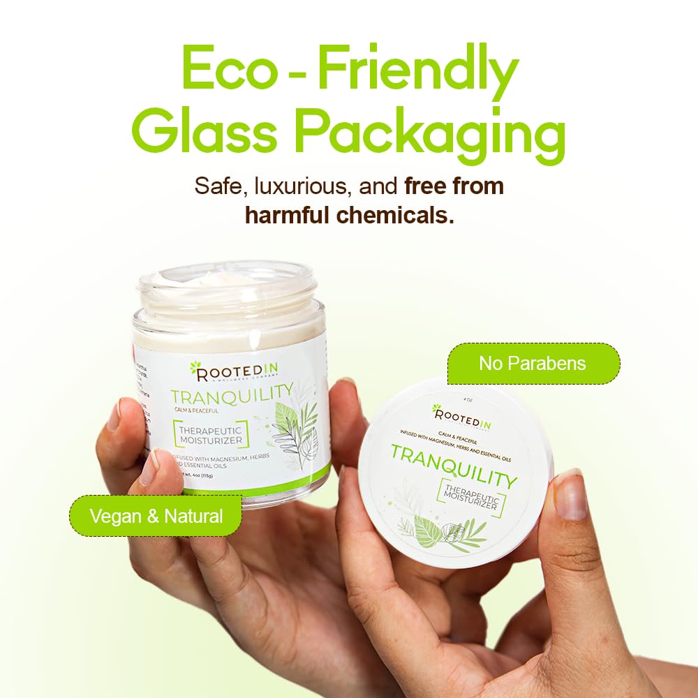 Rooted In Starter Set Includes Tranquility, Rest & Relief Magnesium Cream - Infused with 500mg Pure Magnesium, Herbs & Essential Oils - Non Greasy, Perfect Self-Care Gifts for Adults & Kids
