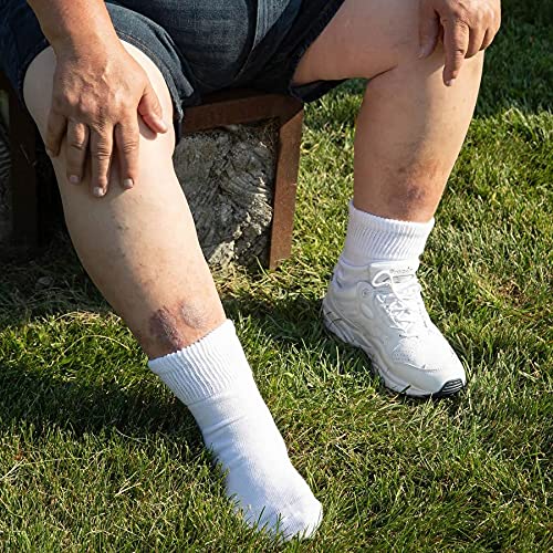 Extra Wide Medical (Diabetic) Quarter Sock (Pack of 3), Made in USA (Medium, White)