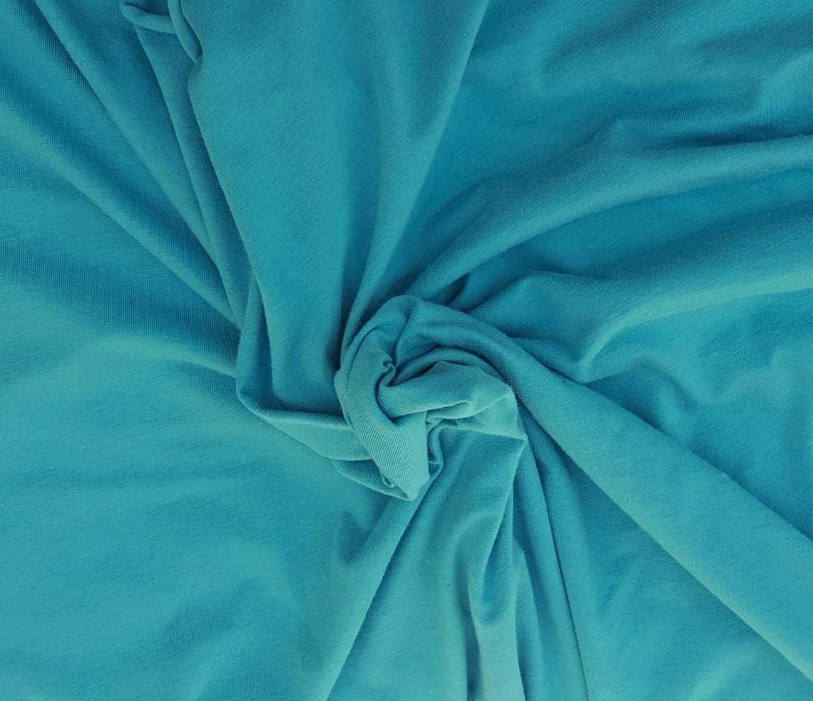 Turquoise Organic Cotton Spandex Fabric Eco Friendly Jersey Knit by Yard 4/16 Made in The USA