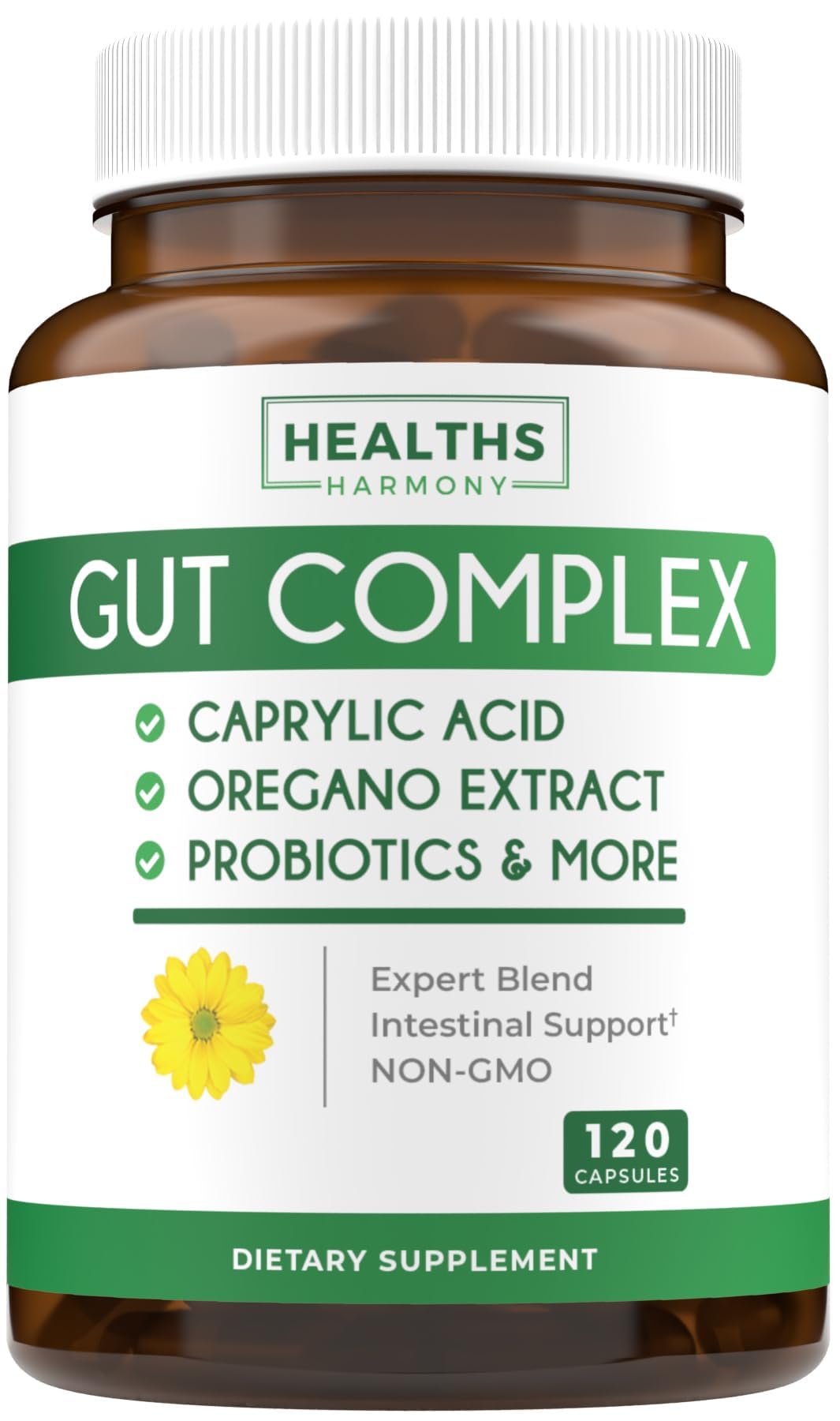 Candida Support (120 Capsules) - Caprylic Acid, Oregano Oil & Probiotics Help Maintain Already Normal Levels of Yeast and Candida - Vegetarian, Non-GMO Intestinal Supplement - Gut Cleanse (No Pills)