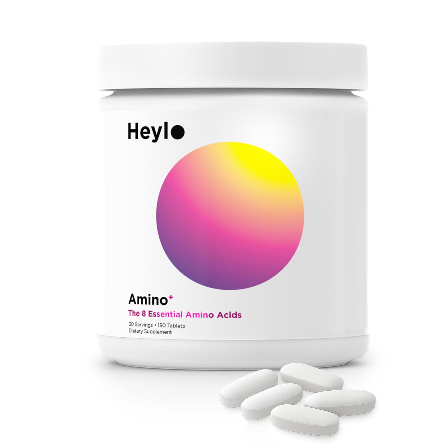 Heylo Amino+ Acid Supplement Blend - Essential Amino Acids with BCAAs for Muscle Recovery, Energy, and Protein Synthesis | Healthy Skin & Joints - Vegan, Non-GMO, 150 Tablets