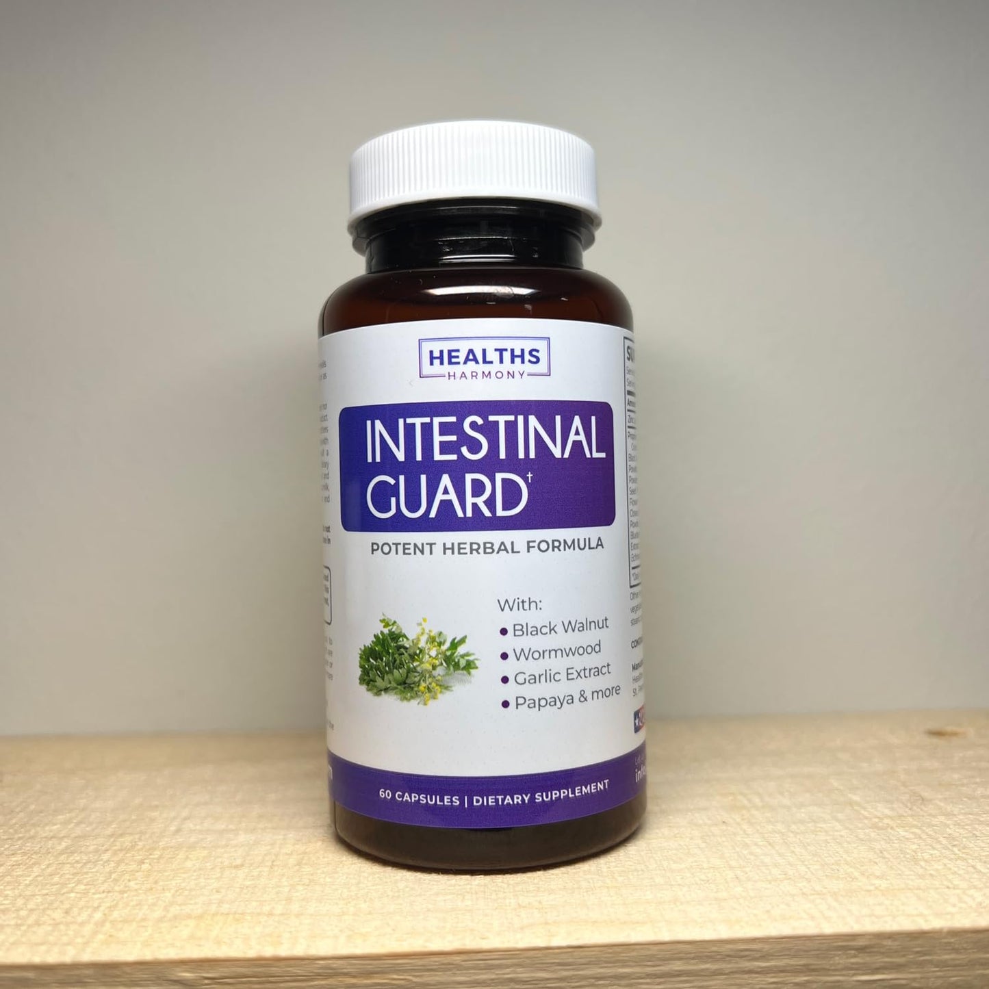 Intestinal Guard (Non-GMO) - Potent Natural Formula with Wormwood, Black Walnut, Goldenseal, PAU D'Arco, Clove, Garlic, More - All in One Supplement - 60 Capsules (No Pills)