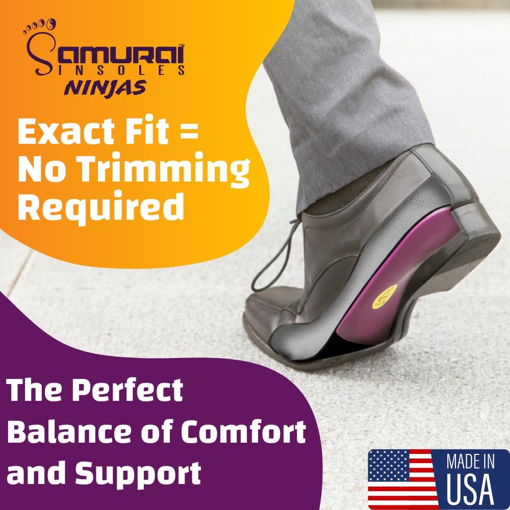 Samurai Insoles Ninjas Plantar Fasciitis Relief Insoles - Podiatrist Designed, Orthotic Lab Made in The USA Arch Support Shoe Insert for Mens 10-10.5 or Womens 12-12.5