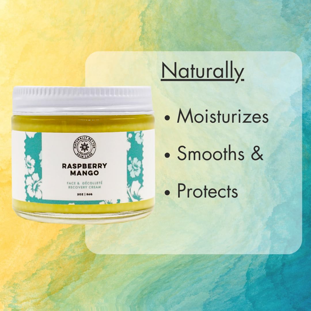 Raspberry Mango Recovery Face Cream - Ultra Hydrating Day & Night Moisturizer, Reduces Signs of Aging, Hypoallergenic, All-Natural, Plant-Derived, Made in USA by DAYSPA Body Basics