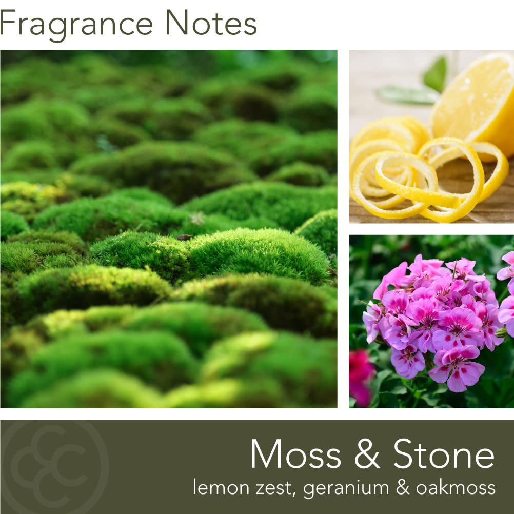 Manly Indulgence Green Moss & Stone Scented Jar Candle, Signature Collection, Wood Wick, Green, 20 oz - Up to 120 Hours Burn