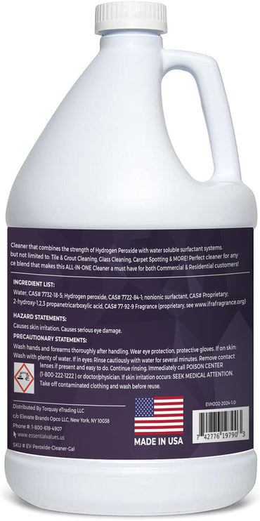 Essential Values Peroxide Cleaner 5%, Safer Choice Certified | Made in USA, Multi-Surface - Extra Concentrated - Ideal for Residential Commercial Retail Hospital Restaurants