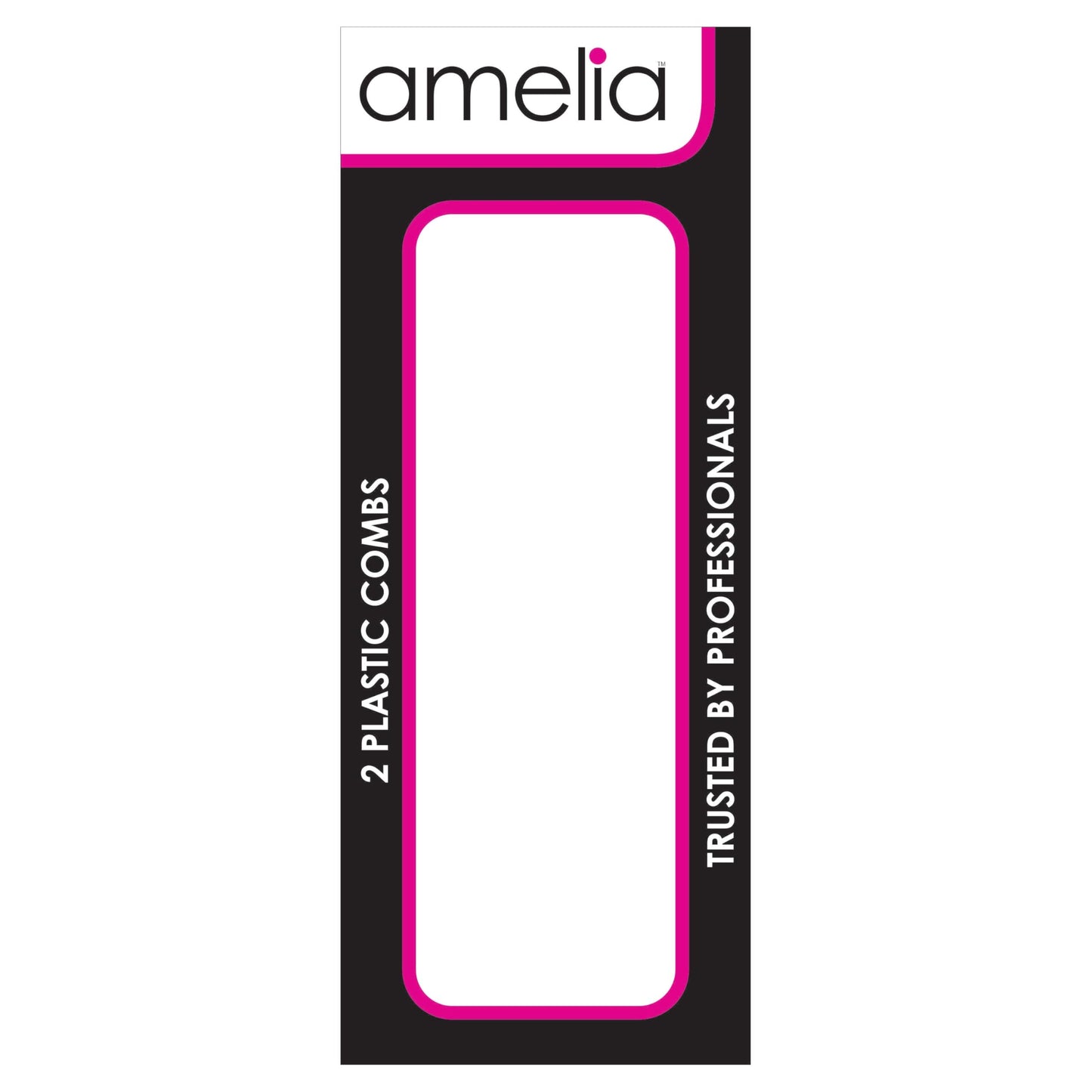 Amelia Beauty, 7in Black Plastic Wide Tooth Tease Comb, Made in USA, Professional Grade Pocket Hair Comb, Wet, Tangled Hair, Flip to Lift, Tease, Everyday Styling Cutting Hair Styling Tool, 2 Pack