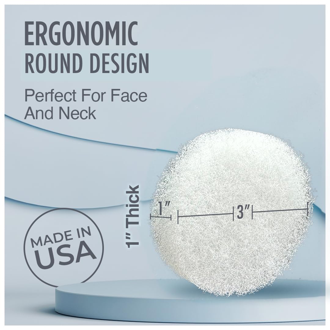HartFelt Round Face Scrubber for Women | Reusable Facial Sponges for Daily Cleansing | Facial Exfoliating Pads for Removing Dead Skin, Dirt & Makeup | Use with Favorite Cream | Made in USA - 2 Count