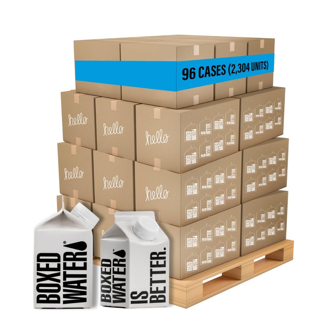 Boxed Water 8.5 oz. Pallet (96 cases) – Purified Drinking Water in 92% Plant-Based Boxes, 100% Recyclable, BPA-Free, Refillable Cartons, Sustainable Alternative to Plastic Bottled Water