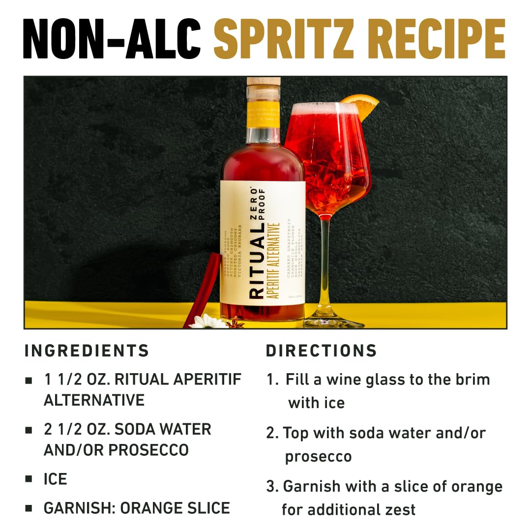 RITUAL ZERO PROOF Aperitif Alternative | Award-Winning Non-Alcoholic Spirit | 25.4 Fl Oz (750ml) | Zero Calories | Sustainably Made in USA | Make Delicious Alcohol Free Cocktails