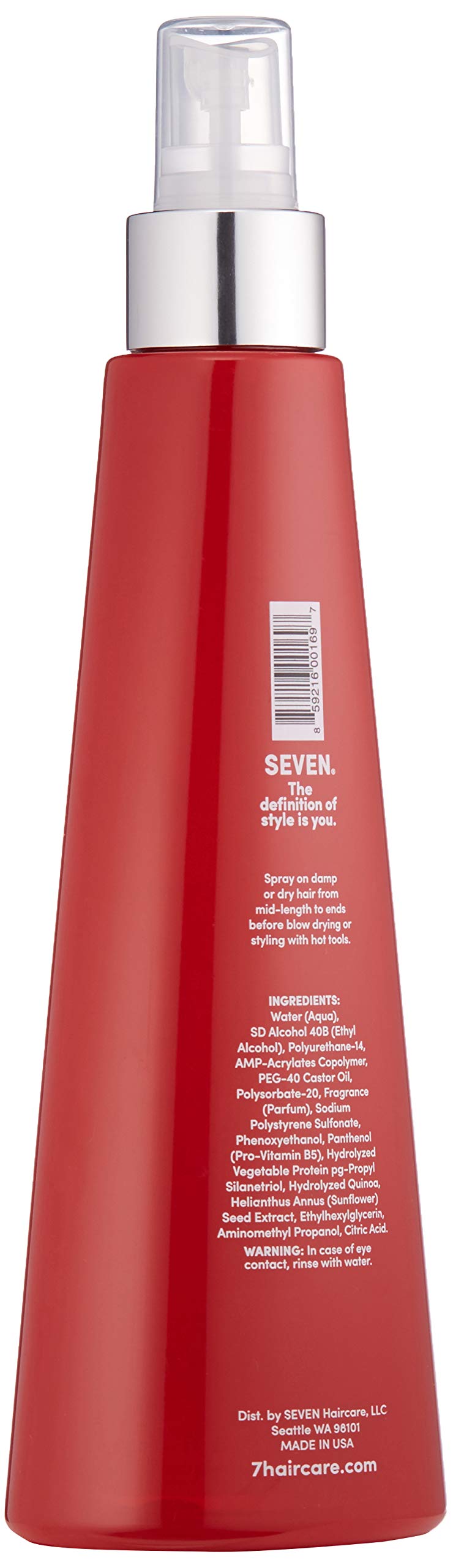 SEVEN Haircare RINZU Heat Defense Hair Spray, Heat Protection Spray for Hair with Castor Oil, Pro Vitamin B5, Shields Up to 450°F, Reduces Frizz, Adds Shine & Enhances Volume, Made in USA, 8 oz