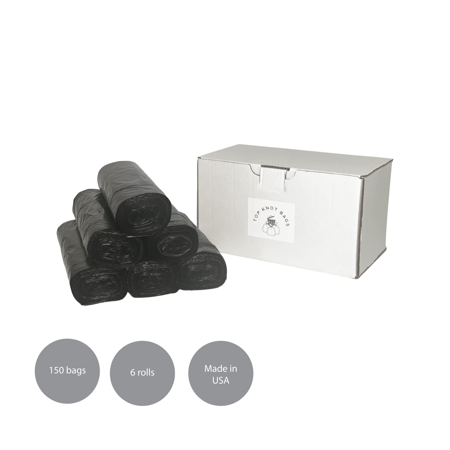 Top Knot Bags 45 Gallon Garbage Trash Bag 40X48" Black 150 Count Can Liner Bulk 40 Gallon 41 Gallon 42 Gallon 44 Gallon Made in USA