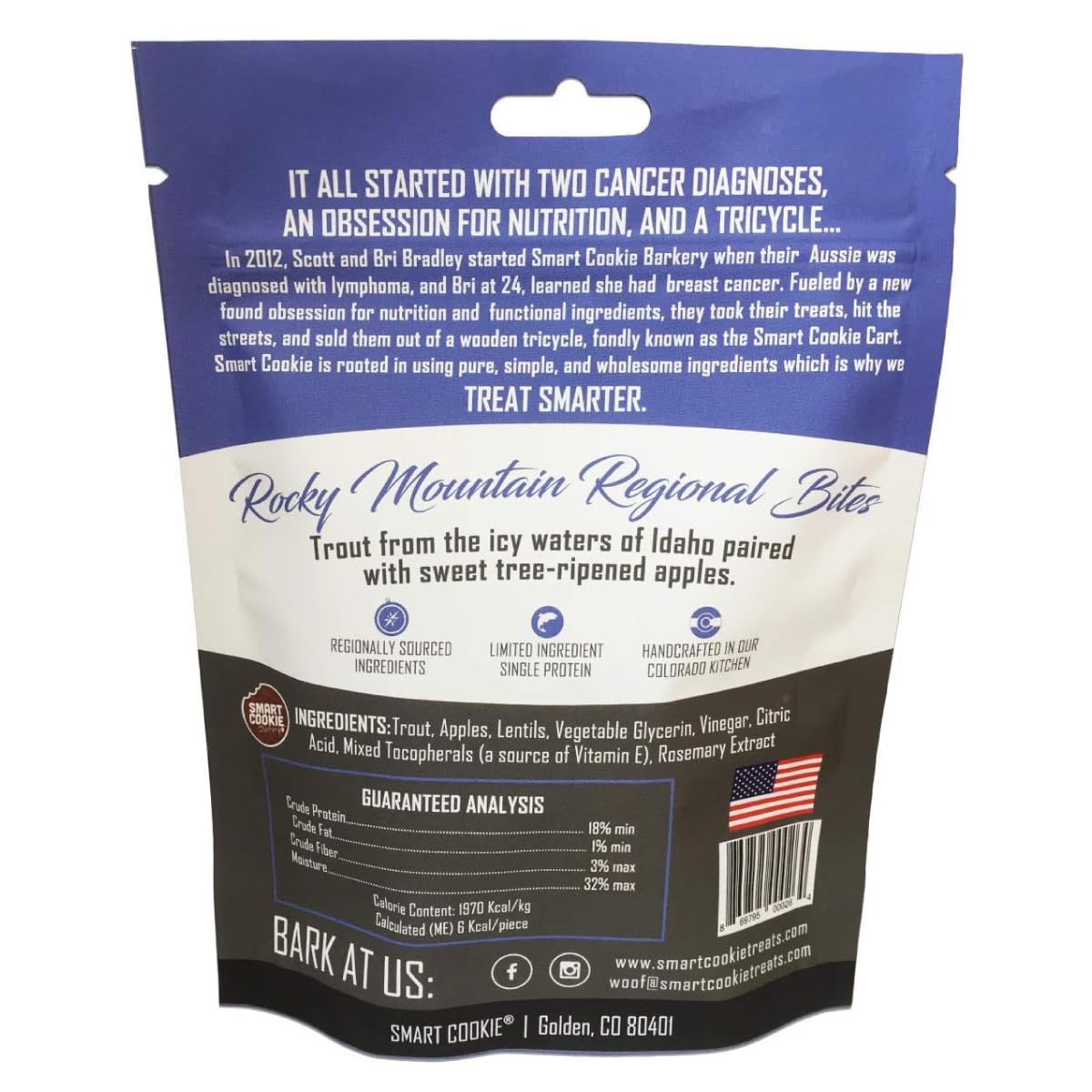 Smart Cookie All Natural Soft Dog Treats - Healthy Dog Treats for Allergies, Sensitive Stomachs - Chewy, Grain Free, Human-Grade, Made in The USA - 5oz Bag