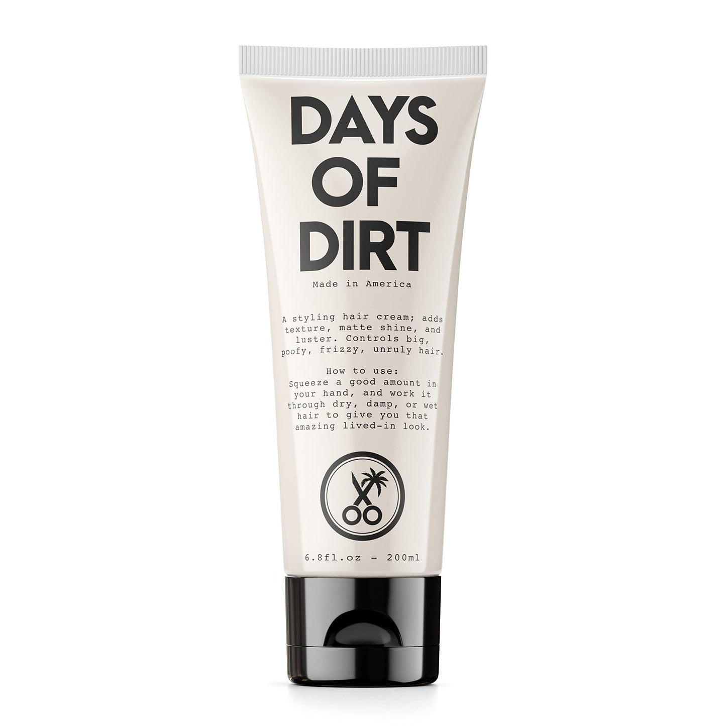 California Born Days of Dirt, Hair Styling Cream for Men - Hair Grooming Cream for Dry, Fluffy, Frizzy, Clean Lived-in Look - Styling Cream for No-Hold, Texture & Shine - Made in USA, 6.8fl oz