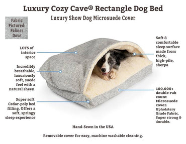 Snoozer Pet Products Luxury Rectangle Cozy Cave Dog Bed with Microsuede, Showdog Collection, Small, Merlin Linen