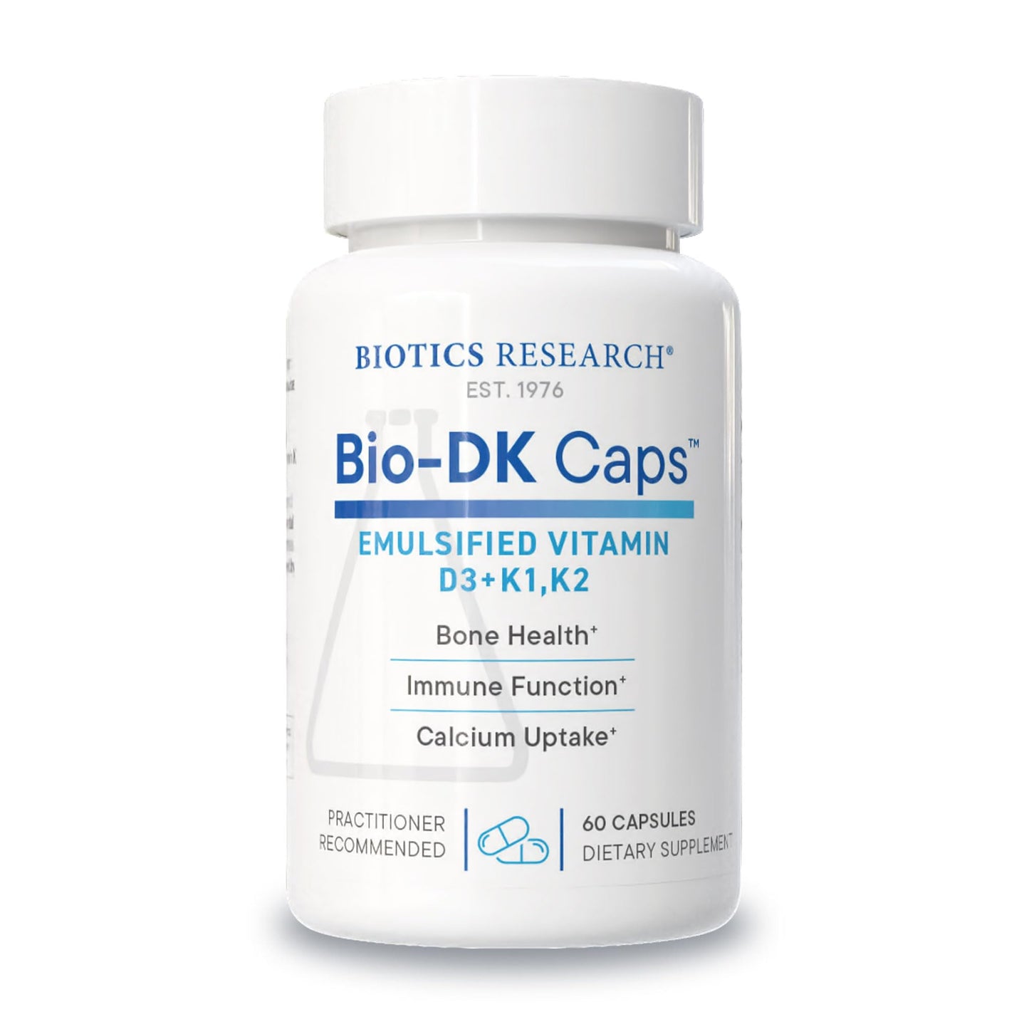 Biotics Research Bio-DK Caps™–Emulsified Vitamin D and K, Vitamin D3 125 mcg & Vitamin K (k1,k2) 550 mcg- MK7– Vitamin D3 K2 K1, Stronger Bones, Musculoskeletal Strength, Healthy Heart & BMI 60 Caps
