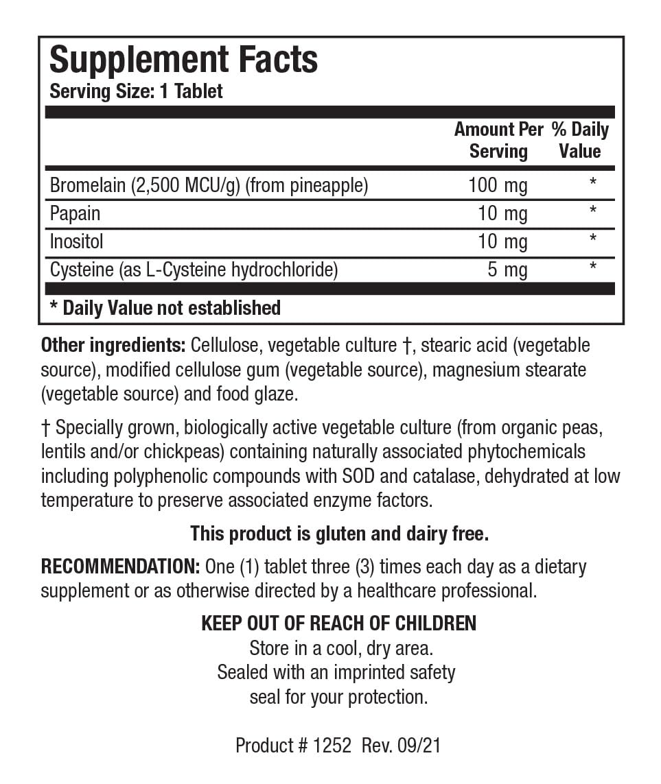 Biotics Research Bromelain Plus Lactose Free Dairy Free Digestive Support, Supports Healthy and Balanced Physiological Pathways, Muscle Relaxation and Comfort, Bromelain 2500 MCU g, Papain 100 Tablets