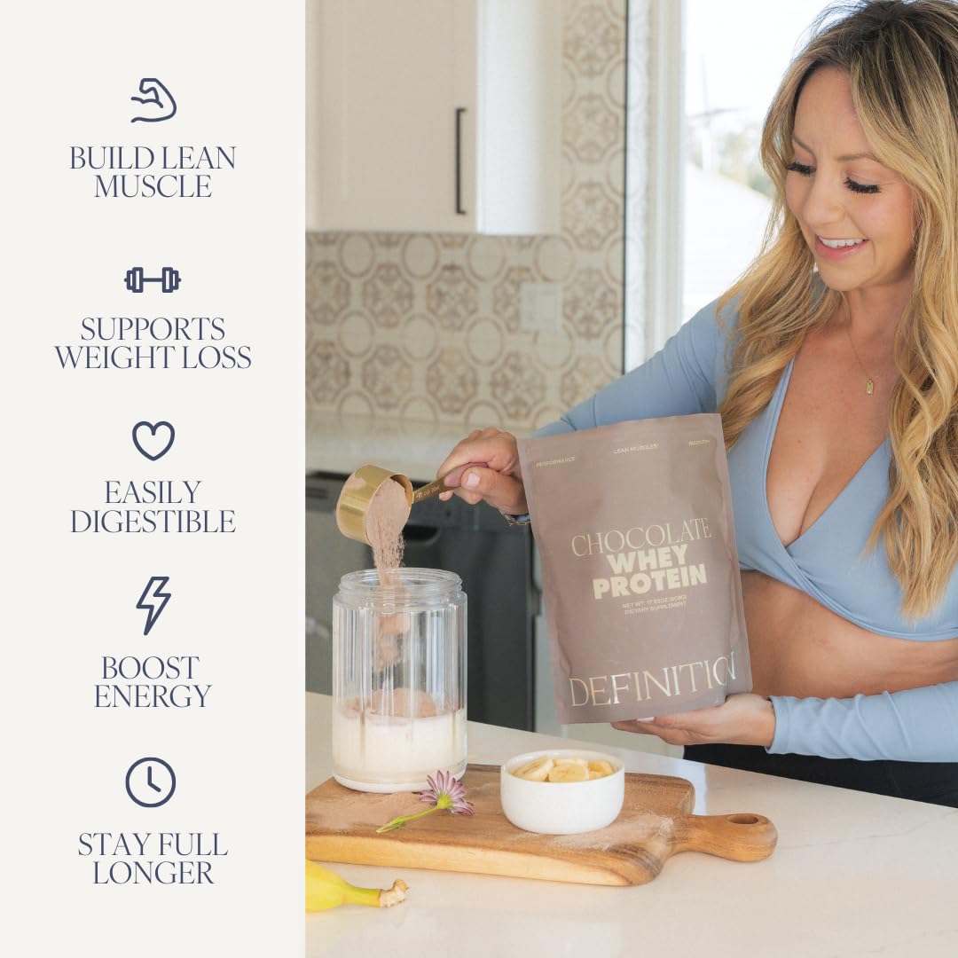 Barre Definition Whey Protein Isolate for Women, 20g Protein, 0g Sugar, 90 Calories, Stevia-Free, Grass-Fed & Pasture Raised, Chocolate 1 lb