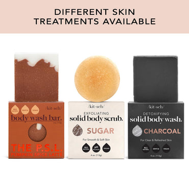 Kitsch Exfoliating Sugar Body Scrub Bar - For Smooth, Hydrated & Glowing Skin | Sugar Soap for Men & Women | All Natural and Vegan - Made in USA - 4 oz