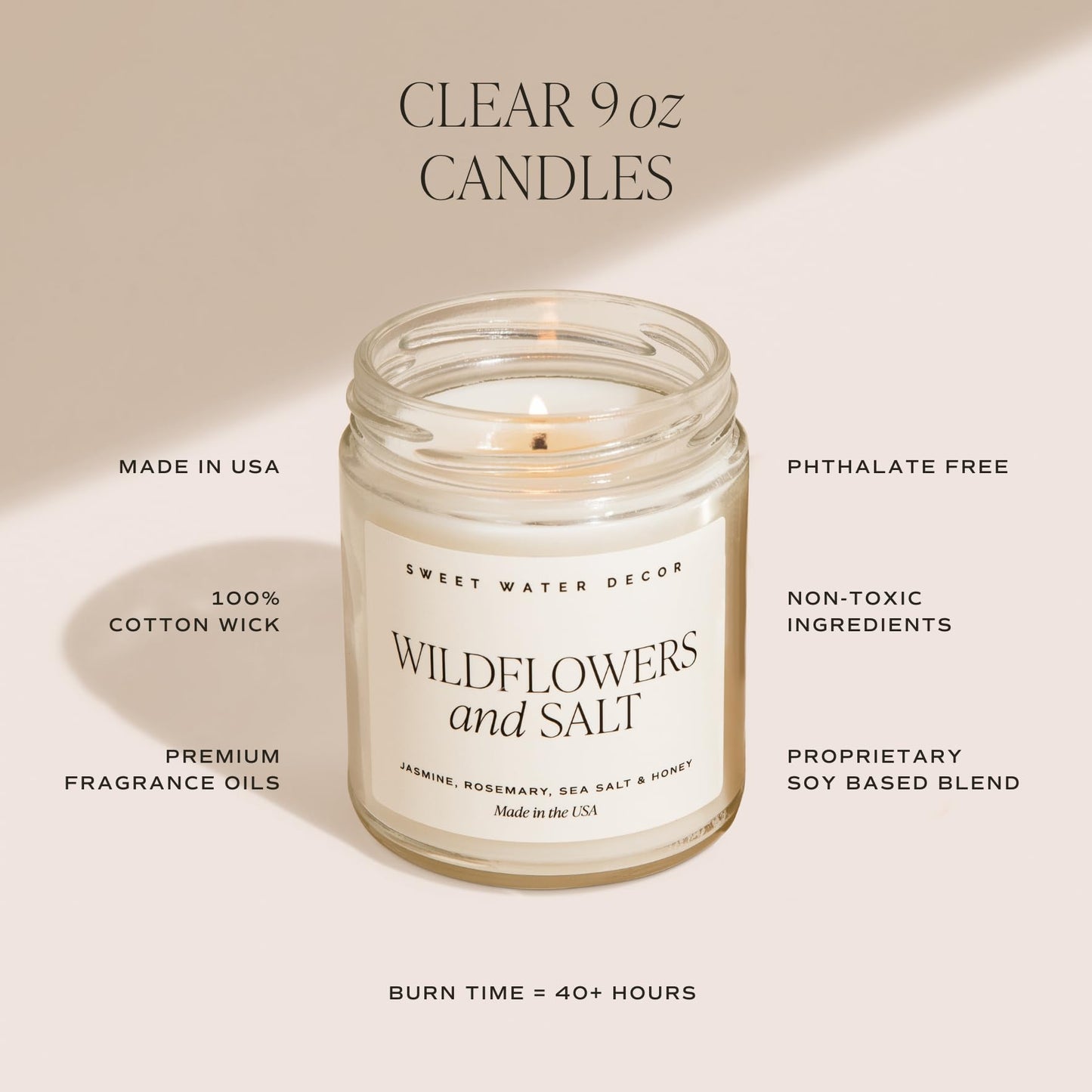 Sweet Water Decor Holiday Candle - Cloves, Pine, and Sandalwood Festive Winter Scented Soy Candles for Home - 9oz Clear Jar, 40 Hour Burn Time, Made in The USA