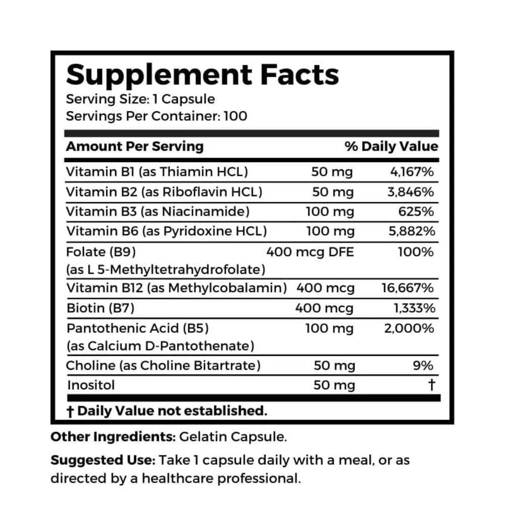 Dr Clark Store B Vitamin Complex (SuperB100), 501 mg 100 Gelatin Capsules