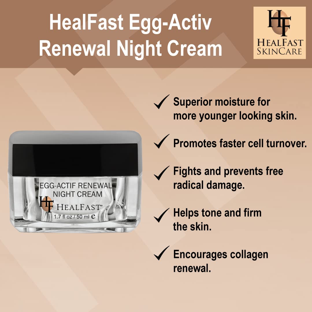 HealFast Egg-Activ Renewal Night Cream For Face – Enhance Your Anti-aging Skincare Routine – Promotes Healthy Cell Regeneration for Younger-Looking complexion – For Both Men and Women