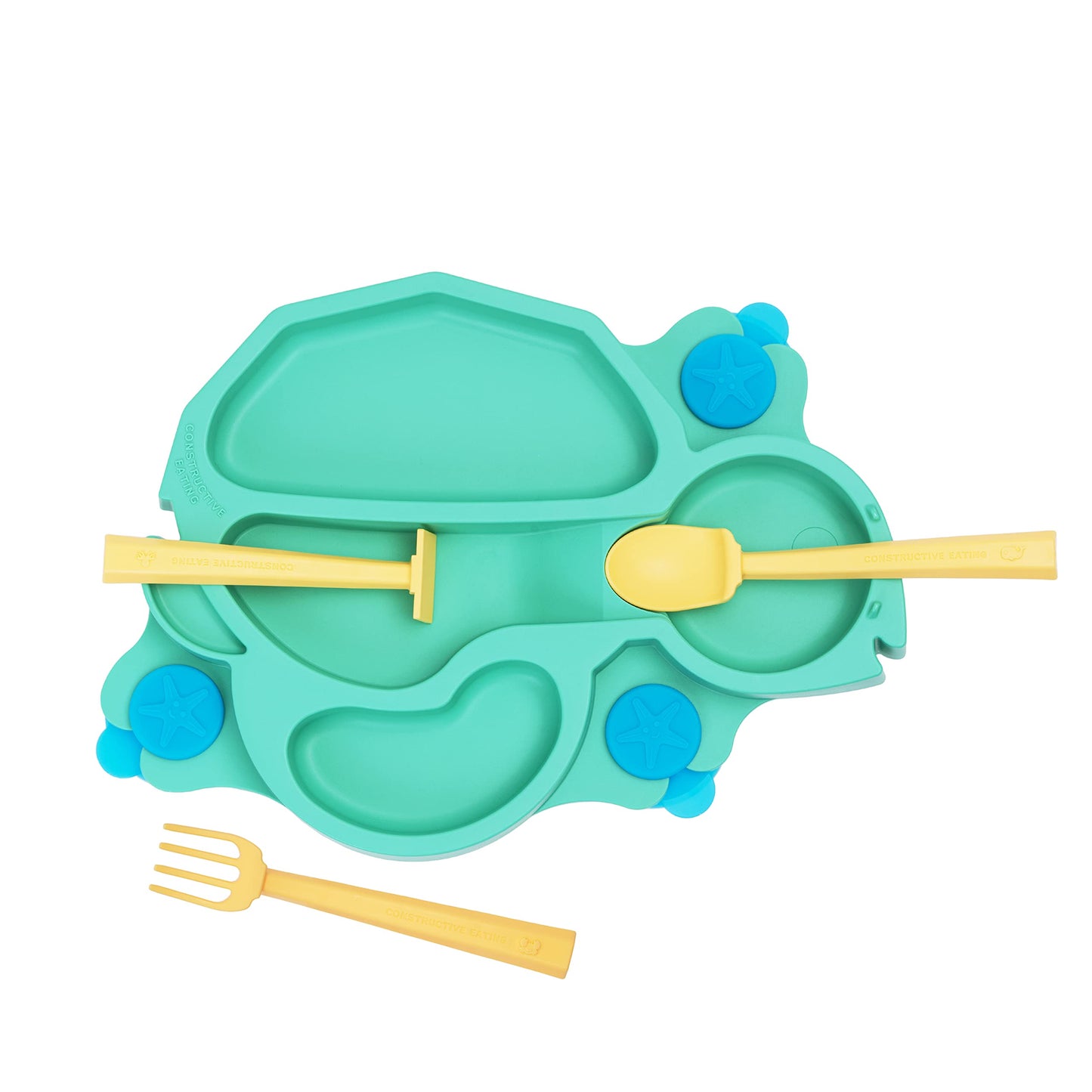 Constructive Eating Plate Made in USA | Constructive Baby | Kids Dinnerware Set, Green Turtle Plate | Divided Suction Plates for Toddlers – Made with Materials Tested for Safety