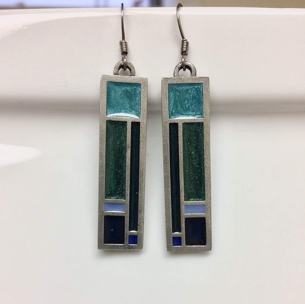 Danforth Riversong/Twilight Wire Earrings For Women – Handcrafted Pewter Art Deco Earrings – 1 ½”, Made In USA