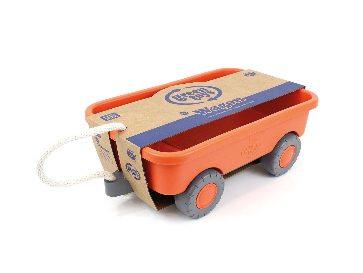 Green Toys Wagon, Orange - Pretend Play, Motor Skills, Kids Outdoor Toy Vehicle. No BPA, phthalates, PVC. Dishwasher Safe, Recycled Plastic, Made in USA.