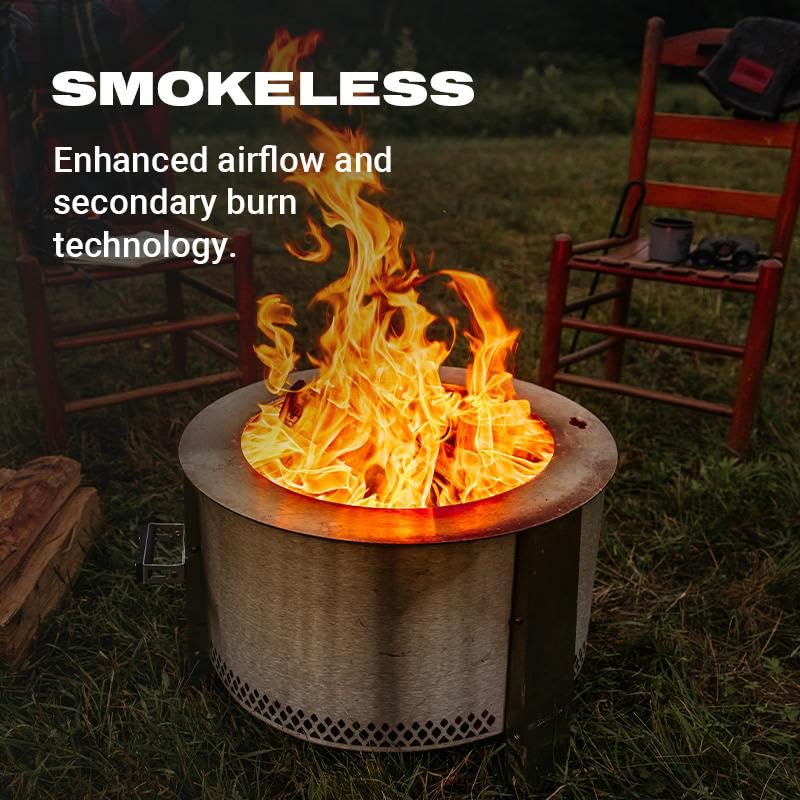 Breeo Smokeless FIrePit (Y Series - Stainless Steel) | 21 inch Portable Smokeless Fire Pit for Outside | 31 Pounds | Ideal for Families Compatible with Wide Range of Breeo Accessories