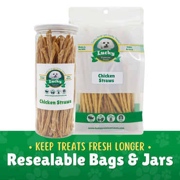 Chicken Jerky Straws Dog Treats – Made and Sourced in The USA – Natural Single Ingredient Dehydrated Crunchy Treats for All Breeds – 28oz Bag